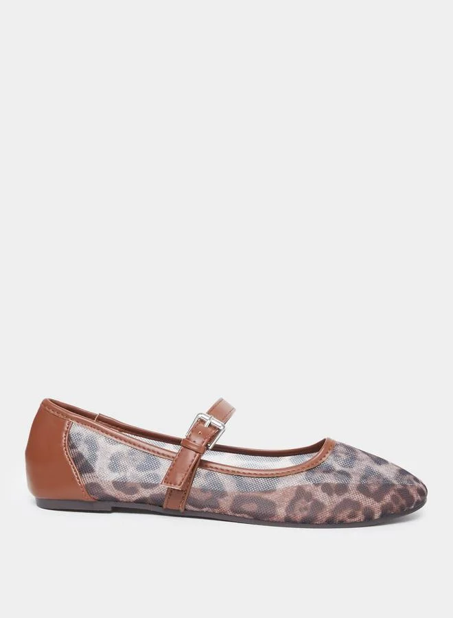 Styli Styli Animal Print Buckle Detail Shoes