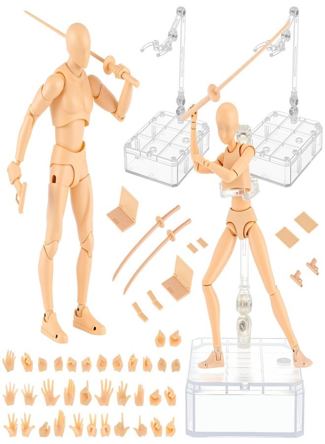 Yookeer Body Set, Drawing Action Figures Female and Male PVC Drawing Doll Human Model Figure with Joints for Artists(Flesh Color) - Image 1