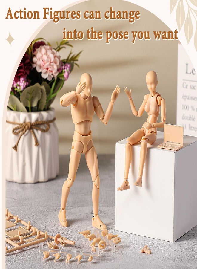 Yookeer Body Set, Drawing Action Figures Female and Male PVC Drawing Doll Human Model Figure with Joints for Artists(Flesh Color) - Image 5