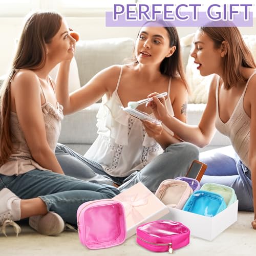Kacctyen 12 Pcs Mini Makeup Bag Nylon Small Pouch for Purse Mini Square Nylon Pouch with Zipper Small Cosmetic Travel Makeup Bag Purse Organizer for Women(Elegant Color,Translucent) - Image 5
