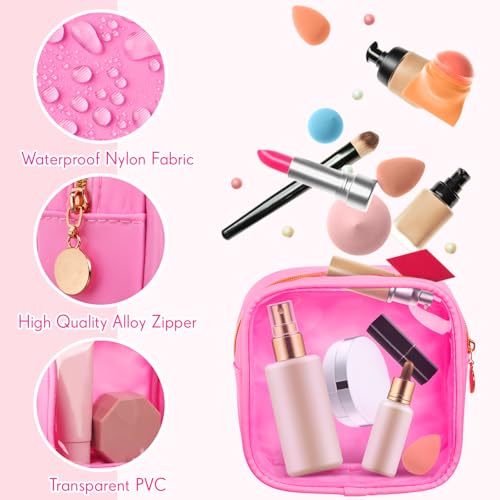 Kacctyen 12 Pcs Mini Makeup Bag Nylon Small Pouch for Purse Mini Square Nylon Pouch with Zipper Small Cosmetic Travel Makeup Bag Purse Organizer for Women(Elegant Color,Translucent) - Image 2