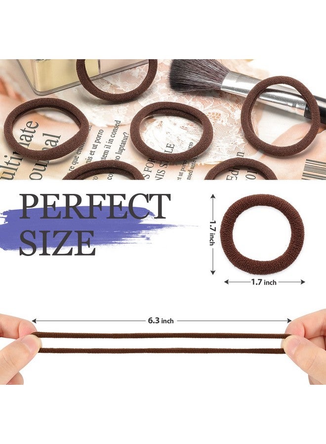 JIRIS 50Pcs Brown Hair Ties For Women Girlscotton Seamless Hair Ties Soft Ponytail Holdersno Crease No Damage Elastics Hair Bands With Box For Thick Heavy And Curly Hair (Brown) - Image 2