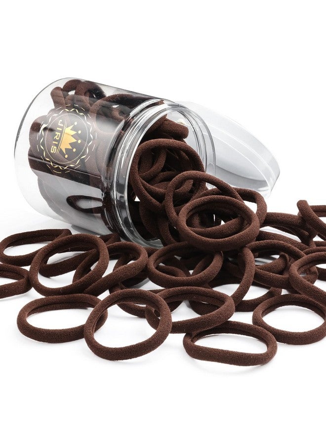 JIRIS 50Pcs Brown Hair Ties For Women Girlscotton Seamless Hair Ties Soft Ponytail Holdersno Crease No Damage Elastics Hair Bands With Box For Thick Heavy And Curly Hair (Brown) - Image 1