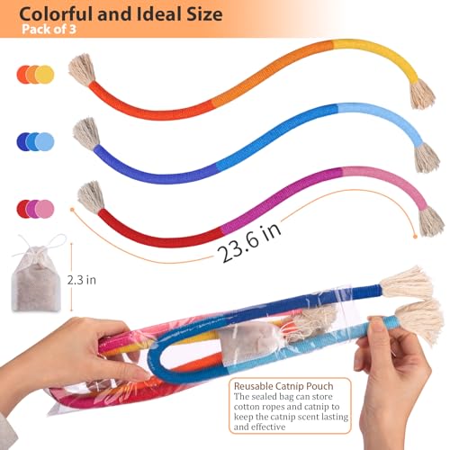 Retro Shaw 23.6 Inches Cat Toys Chew Ropes with Catnip, Safe String Kitten Teeth Cleaning Toys for Indoor Cats Kitty, Interactive Cat Nip Kicker Pet Toys, 3 Pack - Image 5
