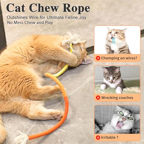 Retro Shaw 23.6 Inches Cat Toys Chew Ropes with Catnip, Safe String Kitten Teeth Cleaning Toys for Indoor Cats Kitty, Interactive Cat Nip Kicker Pet Toys, 3 Pack - Image 2