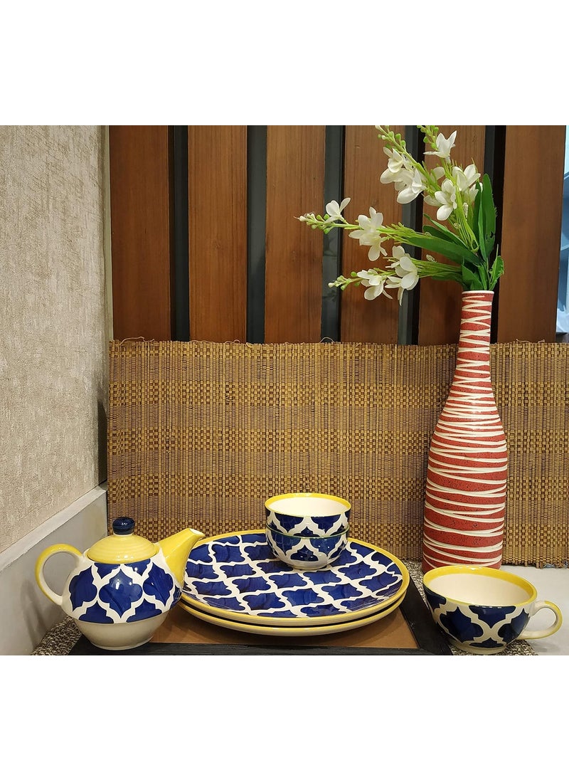Caffeine Caffeine Ceramic Handmade Blue Umrao Breakfast Set (5 pcs)  - Image 2