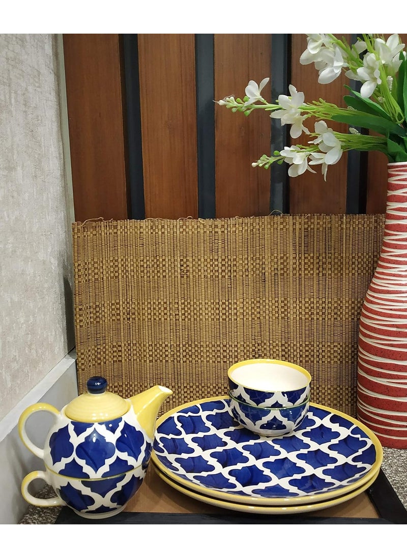 Caffeine Caffeine Ceramic Handmade Blue Umrao Breakfast Set (5 pcs)  - Image 1