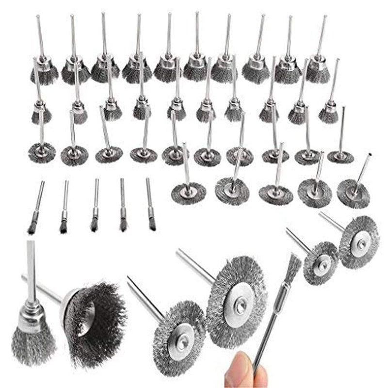 DIY Crafts Diy Crafts 10870 6385 Steel Wire Wheel Brushes for Dremel Accessorie Rotary Burr Abrasive, Multicolor, 40 Piece  - Image 1