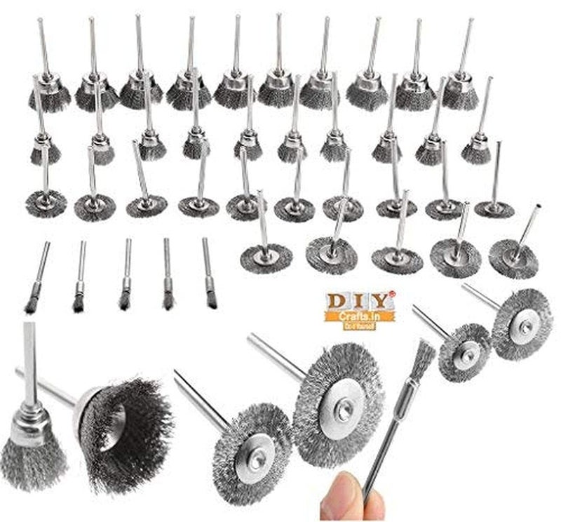DIY Crafts Diy Crafts 10870 6385 Steel Wire Wheel Brushes for Dremel Accessorie Rotary Burr Abrasive, Multicolor, 40 Piece  - Image 2