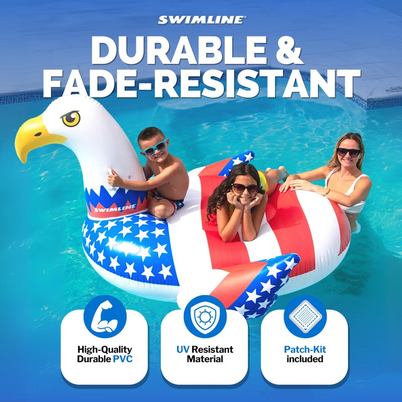 SWIMLINE ORIGINAL 90700 Patriotic Americana Eagle Pool Float | Oversized Ride-On Raft with Stable Design | Lounge Floatie Ideal for Summer Gatherings & Poolside Relaxation - Image 2