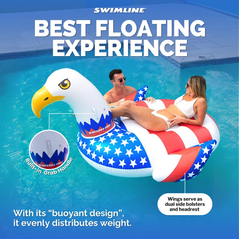 SWIMLINE ORIGINAL 90700 Patriotic Americana Eagle Pool Float | Oversized Ride-On Raft with Stable Design | Lounge Floatie Ideal for Summer Gatherings & Poolside Relaxation - Image 3