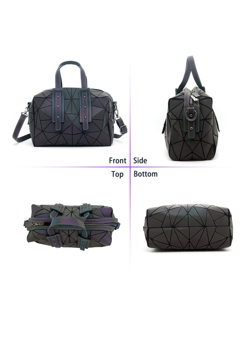 KASTWAVE Stylish Geometric Diamond Check Handbag, Geometric Luminous Purse, Holographic Reflective Bag, Suitable for Women Girls Gift - Image 4
