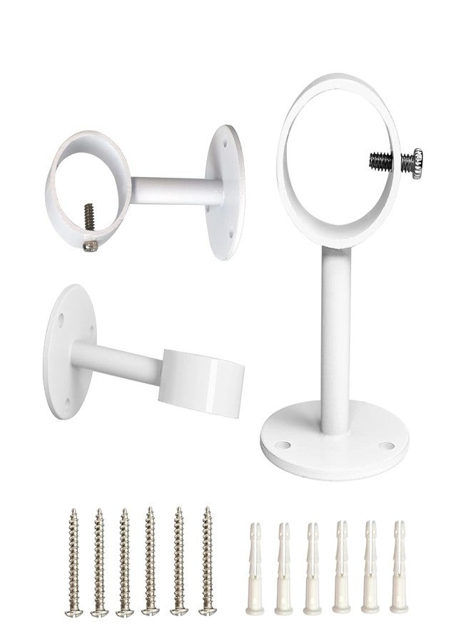 IHRDNNR Curtain Rod Brackets Heavy Duty Ceiling-Mount Rod Holders Fit Rods up to 1 or 1.25 Inch Rods, Set of 3 (White) - Image 1
