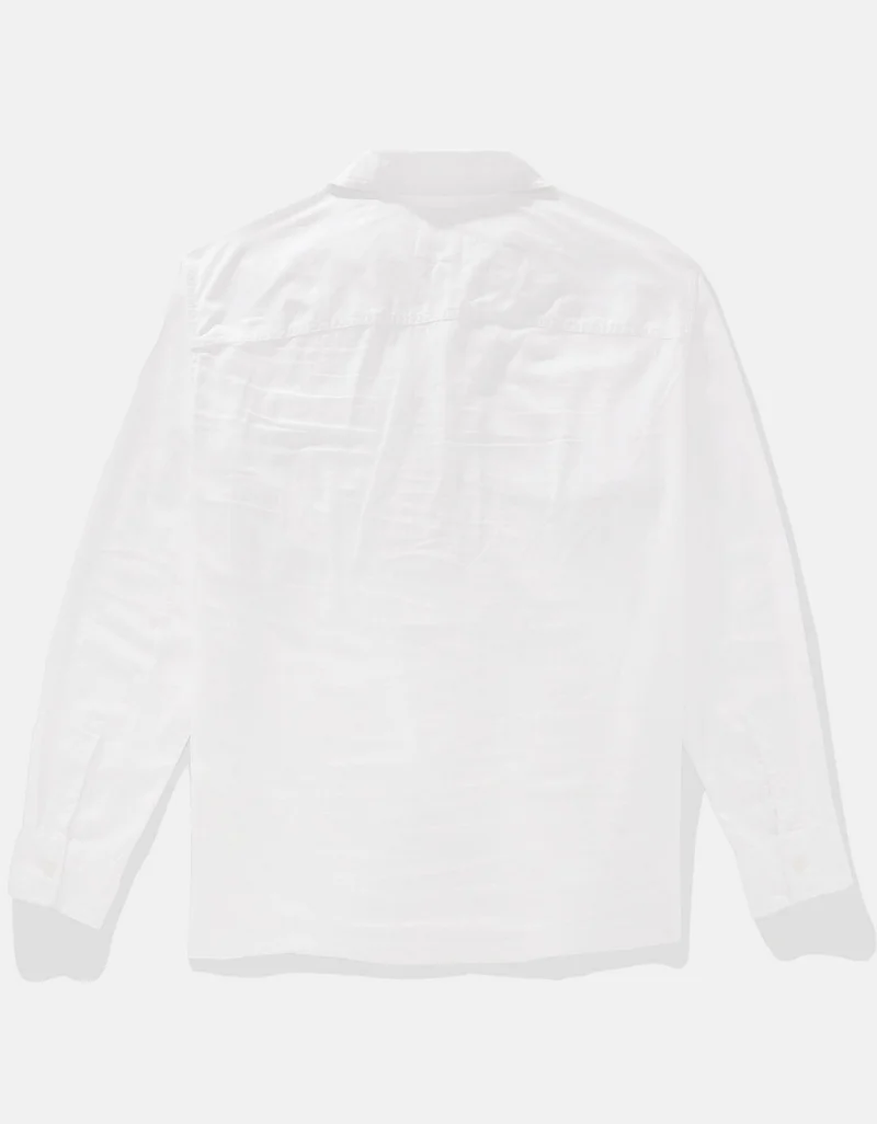 امريكان ايجل Long-Sleeve Linen-Blend Popover Shirt