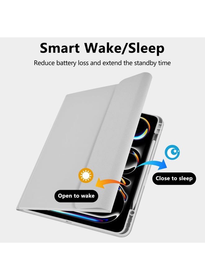 amzcase for iPad Pro 13 inch Case with Keyboard (M5/M4) 2025/2024, for iPad Pro 13 Keyboard with Magnetic Detachable Folio Slim Cover, Smart Sleep/Wake, Pencil Holder, Gray - Image 5