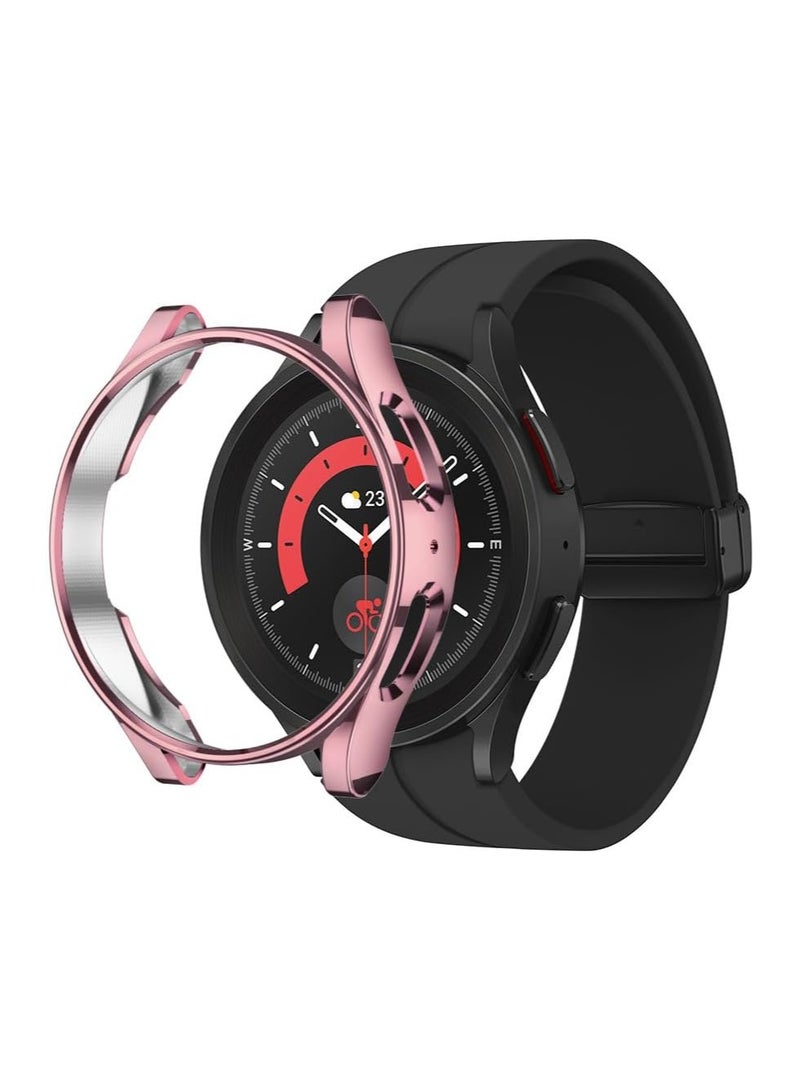 ELMO3EZZ Compatible with Samsung Galaxy Watch 5 Pro 45MM Case, Soft TPU Shockproof Protective Case Cover for Samsung Galaxy Watch 5 Pro 45MM (Pink) - Image 1