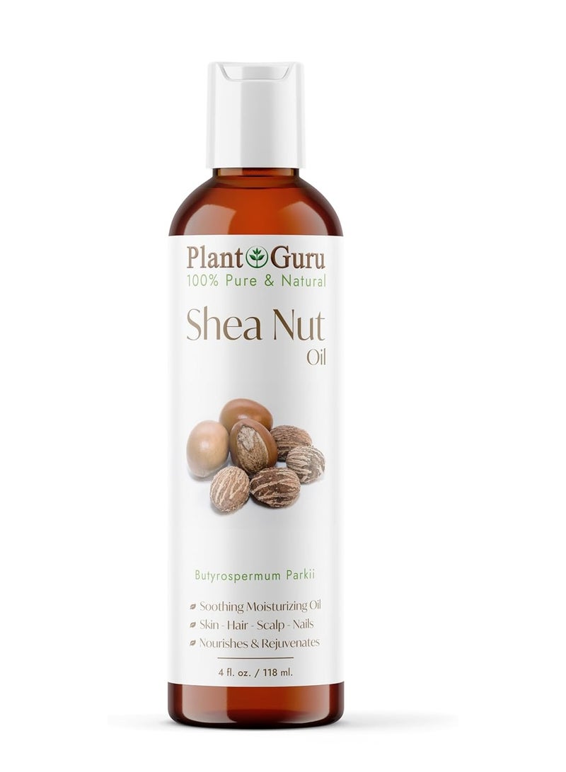 Plant Guru African Shea Nut Butter Oil 4 fl. oz. 100% Pure Natural Skin, Face, Hair Growth And Moisturizer. DIY Body Butters, Lotions, Creams, Lip Balm And Soap Making.  - Image 1
