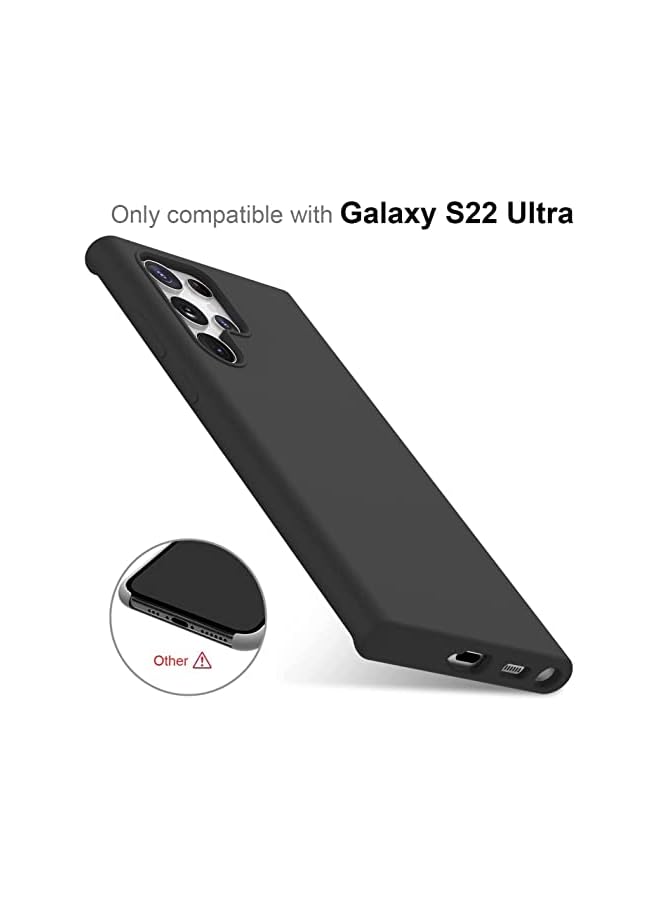YoYoTech Liquid Silicon Case Compatible with Samsung Galaxy S22 ULTRA, Shock-Proof Soft Gel Rubber Matte Finish Cover designed for Samsung Galaxy S22 ULTRA 6.80’ (2022)- Black - Image 3