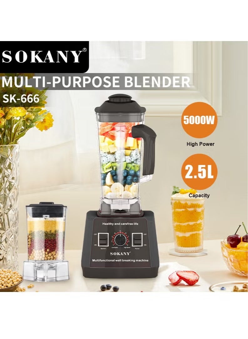 sokany 2.5l Electric Countertop Smoothie Blender, 5000W Adjustable Premium Quality Electric Juicer Chopper Ice Crush Set for Juicer and Ice Crusher Grinder, Sk-666 (Assorted Color) - Image 2