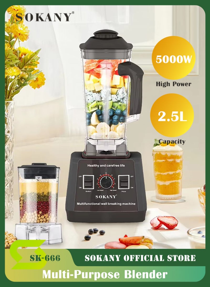 sokany 2.5l Electric Countertop Smoothie Blender, 5000W Adjustable Premium Quality Electric Juicer Chopper Ice Crush Set for Juicer and Ice Crusher Grinder, Sk-666 (Assorted Color) - Image 1