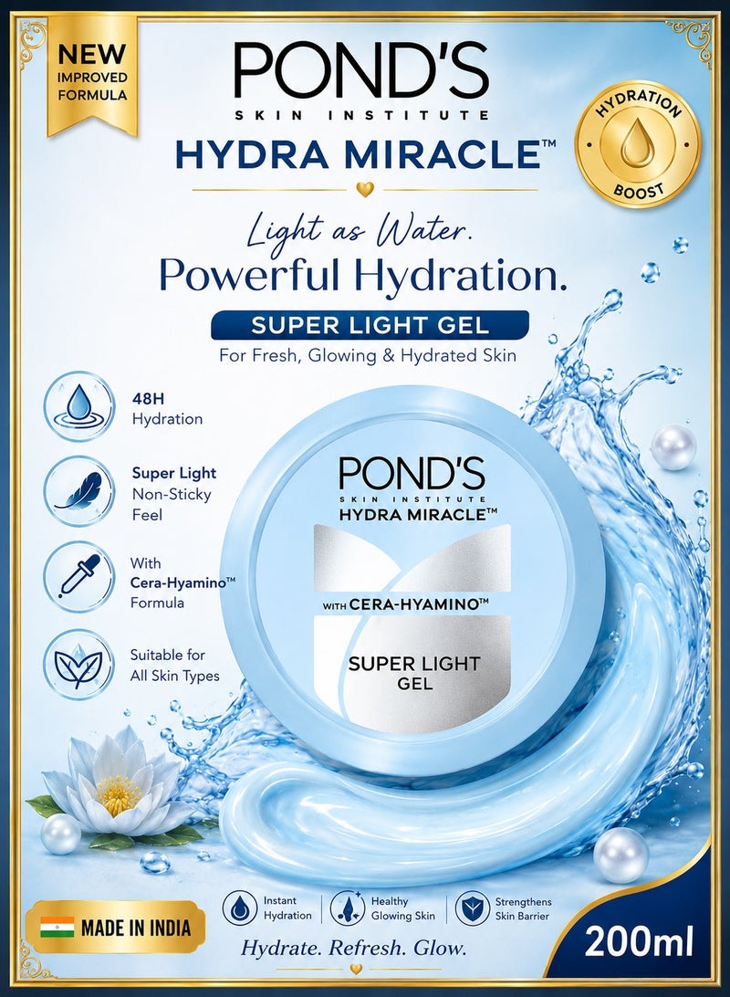 Pond's Super Light Gel Oil Free Face Moisturizer 200ml | With Cera-Hyamino for Ultimate Soft Smooth Skin - Daily Use - Image 1