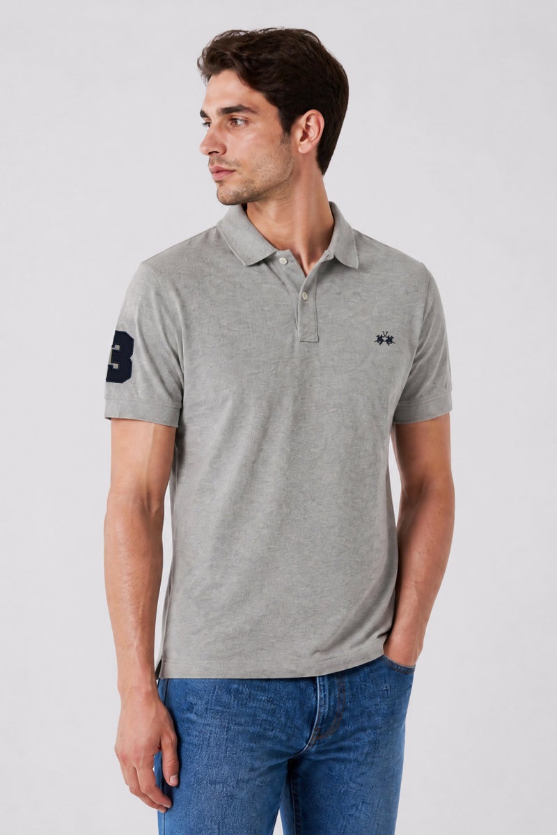 La Martina Men Regular Fit Embroidered Logo Short Sleeve Polo Shirt, Grey - Image 3