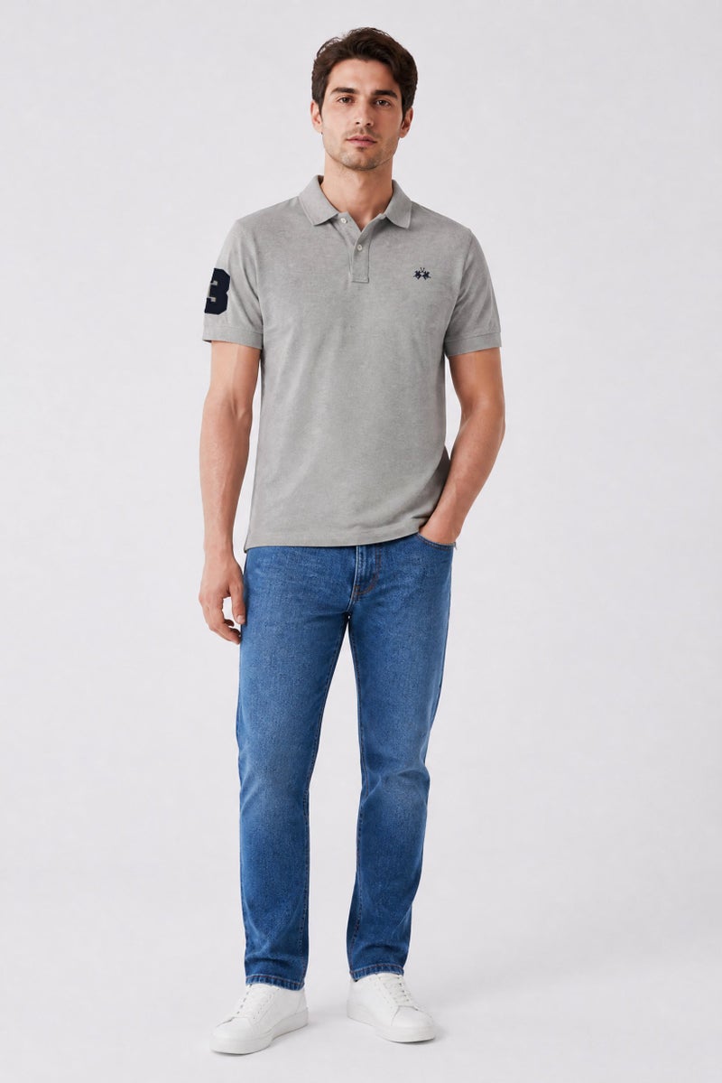 La Martina Men Regular Fit Embroidered Logo Short Sleeve Polo Shirt, Grey - Image 2