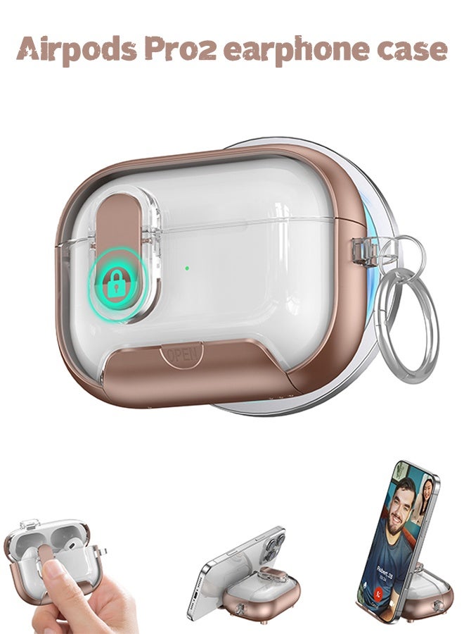 حافظة AirPods Pro مع حامل هاتف، غطاء يفتح تلقائيًا، قفل آمن، متوافق مع AirPods Pro الجيل الثاني/الأول، مع مجموعة تنظيف وحبل. - Image 1
