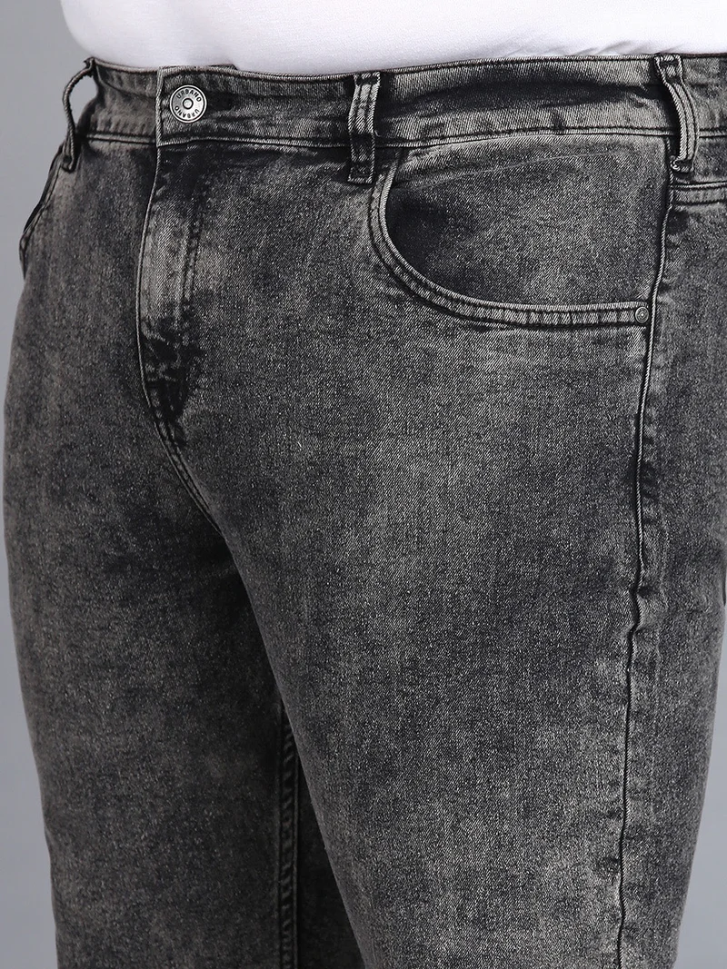 Urbano Fashion  Urbano Plus Men's Black Regular Fit Washed Jeans Stretchable  | Best Price UAE