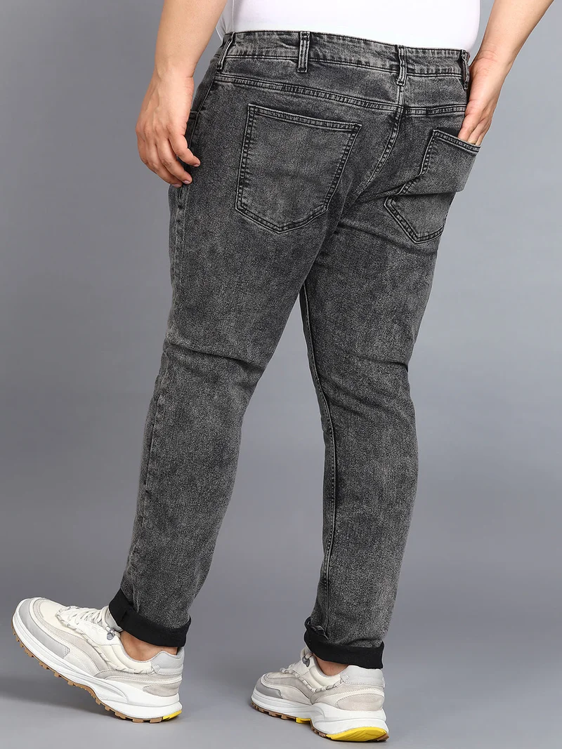Urbano Fashion  Urbano Plus Men's Black Regular Fit Washed Jeans Stretchable  | Best Price UAE