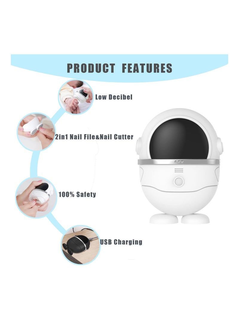 SYOSI Electric Nail Clipper, 2 in 1 Design Quickly Trim Nail Scraps Storage, No Sharp Claws Hurt, USB Rechargeable Safety, for Baby, Kids, Adults, Elderly (Silver) - Image 3