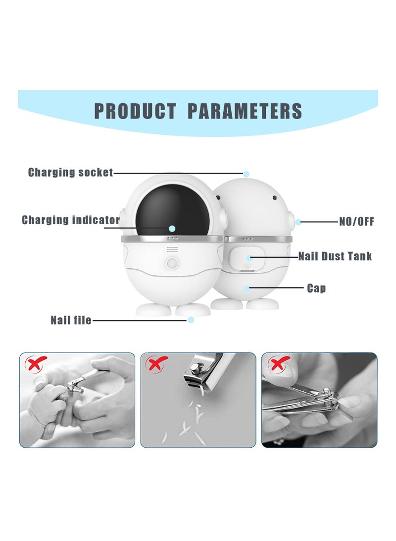 SYOSI Electric Nail Clipper, 2 in 1 Design Quickly Trim Nail Scraps Storage, No Sharp Claws Hurt, USB Rechargeable Safety, for Baby, Kids, Adults, Elderly (Silver) - Image 5