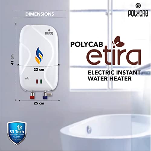 Polycab Etira 1Ltr 3 Kw Electric Instant Water Heater (Geyser) with Anti rust tank, powerful heating element, multiple layer safety, ISI certified with 5 years inner tank Warranty (White) - Image 2