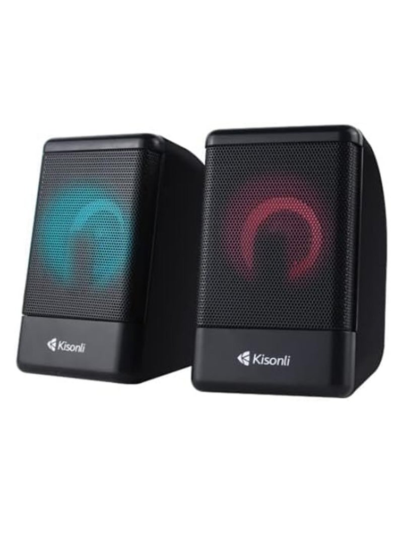 Kisonli Multimedia Mini LED RGB Speaker, Wired L-8080 - Image 1