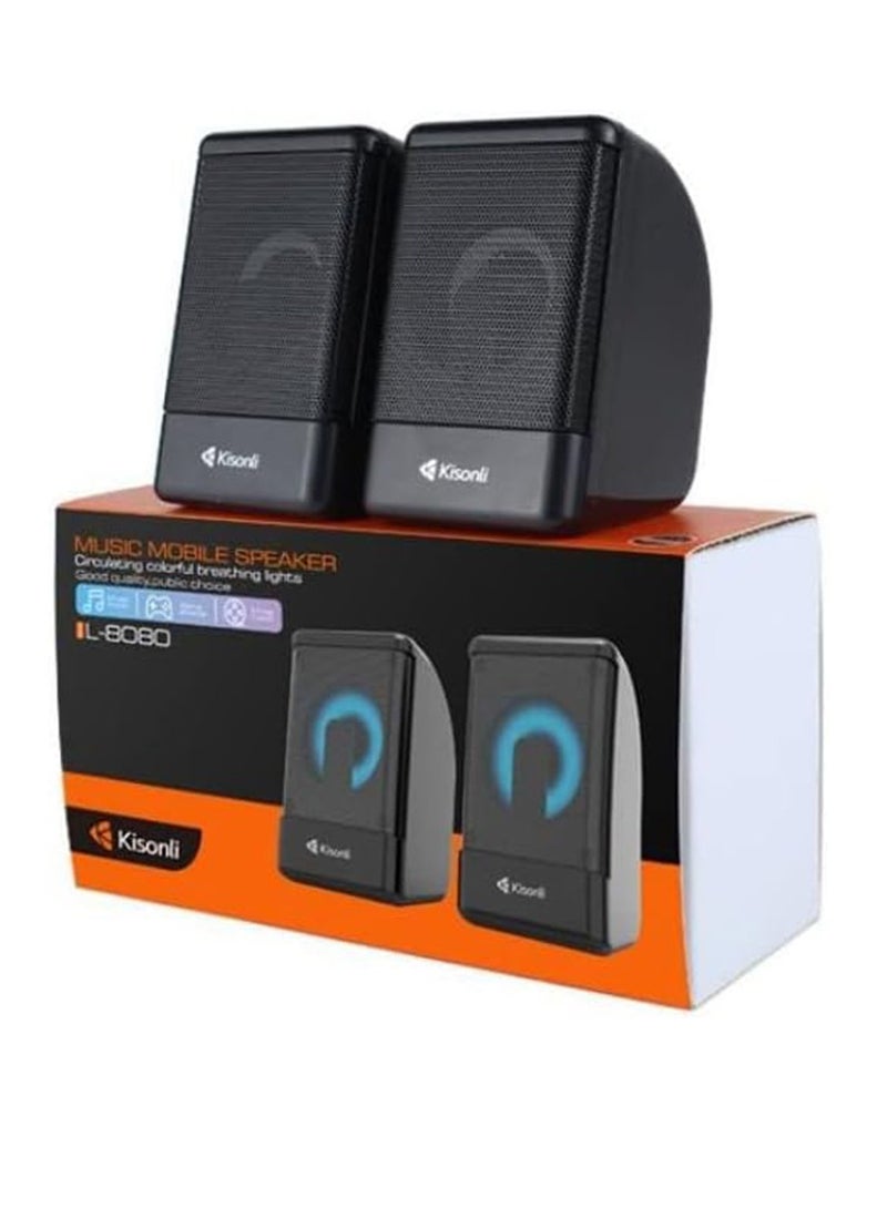 Kisonli Multimedia Mini LED RGB Speaker, Wired L-8080 - Image 4
