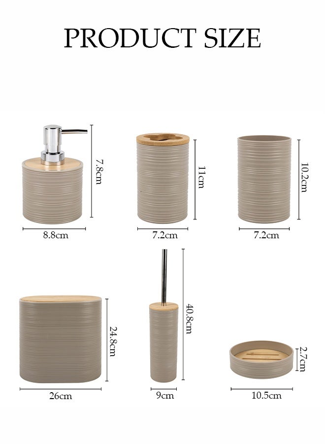 DUNISO 6 Pieces of Bathroom Accessories Set, Household Toiletries Set, Bathroom Storage Set,Sturdy and Durable， with Garbage can, Soap Dish, Toilet Brush, Mouthwash Cup, Lotion Bottle, Toothbrush Holder,Suitable for Family and Travel Use - Image 2