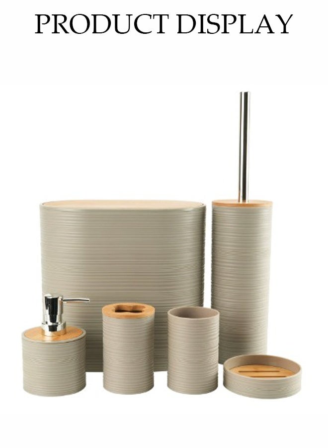 DUNISO 6 Pieces of Bathroom Accessories Set, Household Toiletries Set, Bathroom Storage Set,Sturdy and Durable， with Garbage can, Soap Dish, Toilet Brush, Mouthwash Cup, Lotion Bottle, Toothbrush Holder,Suitable for Family and Travel Use - Image 5