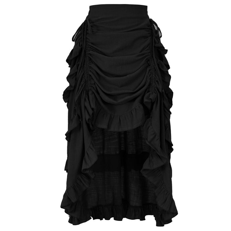 yiranyijiu Women's Medieval Renaissance Gothic Skirt High Low Victorian Ruffled Skirt (Medium, 2022061BK) - Image 1