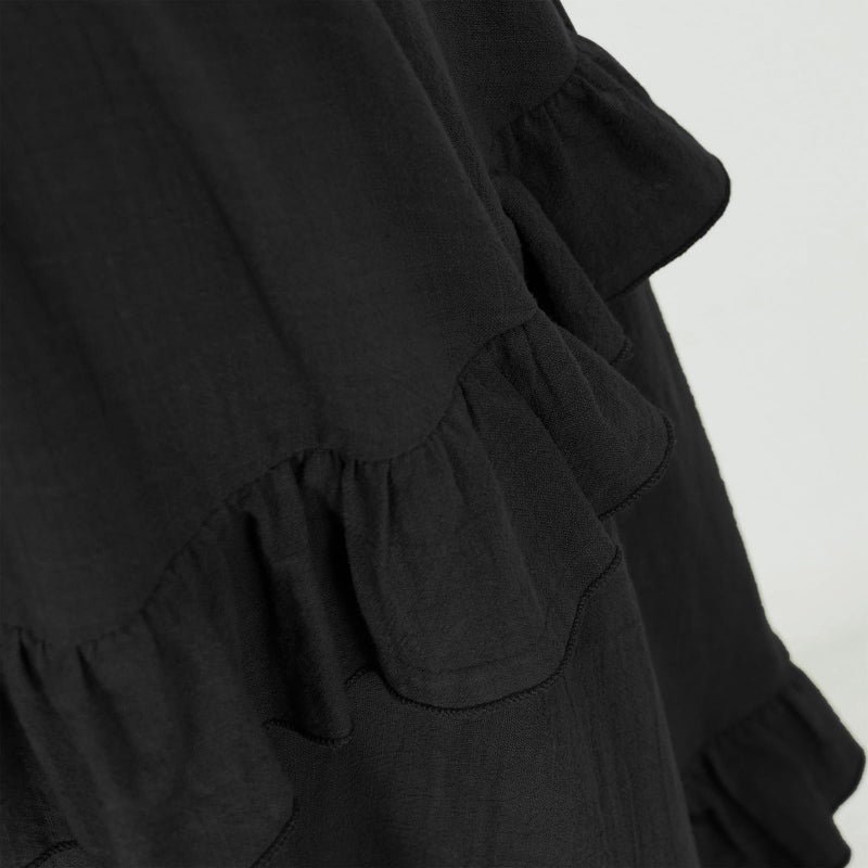 yiranyijiu Women's Medieval Renaissance Gothic Skirt High Low Victorian Ruffled Skirt (Medium, 2022061BK) - Image 2