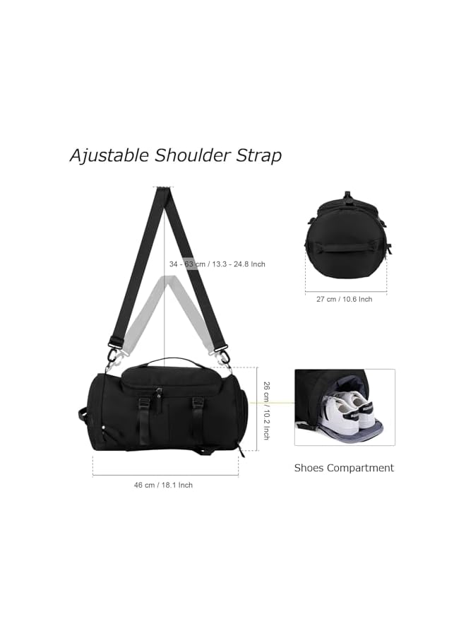 PROMASS Sports Gym Bag With Shoes Compartment &Wet Pocket,Sport Duffle,Backpack Gym Bag For Men & Women, Multi-Occasion Application Of Sports Bag (Black) - Image 5