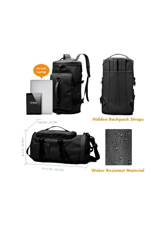 PROMASS Sports Gym Bag With Shoes Compartment &Wet Pocket,Sport Duffle,Backpack Gym Bag For Men & Women, Multi-Occasion Application Of Sports Bag (Black) - Image 3