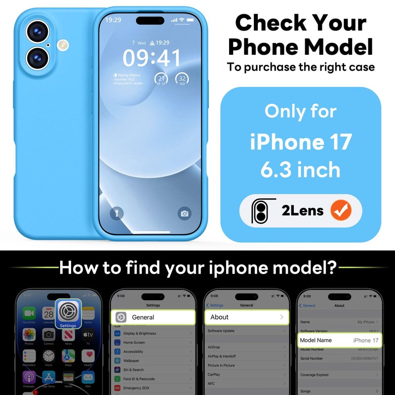 Vooii Magnetic for iPhone 17 Case, Compatible with Magsafe (Premium Liquid Silicone) (Integrated Camera Control Button) Full Body Protective Anti-Scratch Microfiber Lining 6.3", Blue - Image 2