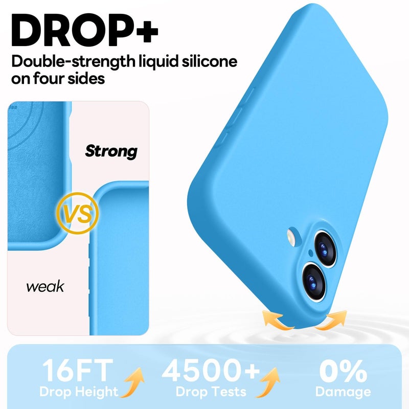 Vooii Magnetic for iPhone 17 Case, Compatible with Magsafe (Premium Liquid Silicone) (Integrated Camera Control Button) Full Body Protective Anti-Scratch Microfiber Lining 6.3", Blue - Image 4