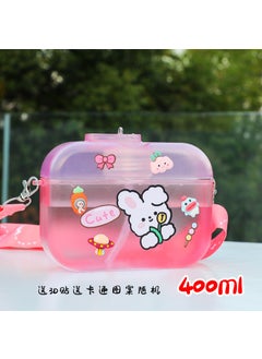 Factory wholesale cross-border e-commerce bag straw plastic cup stickers portable strap water bottle student female outdoor