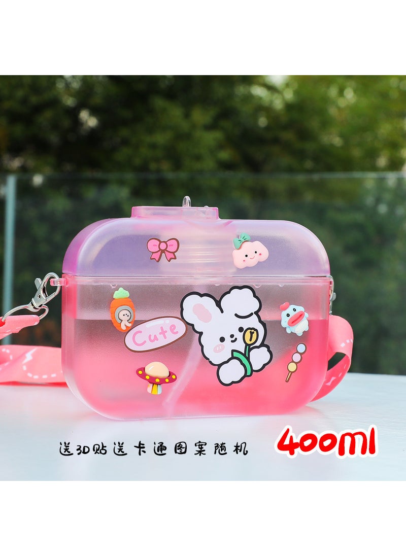 Generic - Factory wholesale cross-border e-commerce bag straw plastic cup stickers portable strap water bottle student female outdoor - Image 1