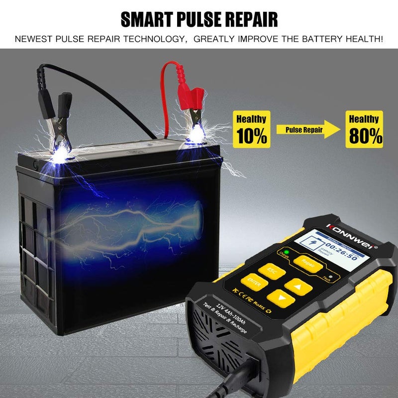 KONNWEI 3 in 1 Battery Charger, Car Battery Tester KW510 12V 5-Amp Fully Automatic Smart Charger Automotive Pulse Repair Maintainer, Trickle Charger Battery Desulfator w/Temp Compensation - Image 5