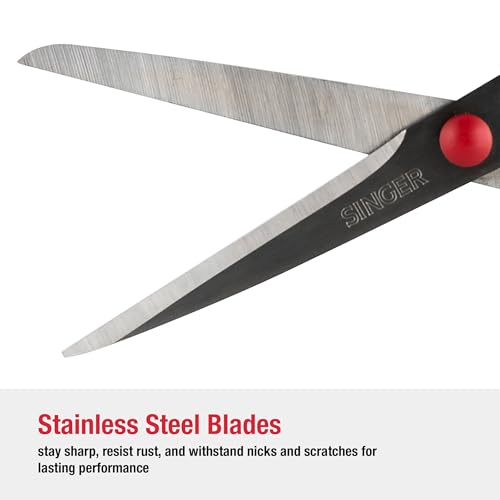 SINGER 00445 8-1/2-Inch, 3-Pack Fabric Scissors with Comfort Grip, Red & White, 3 Count - Image 4