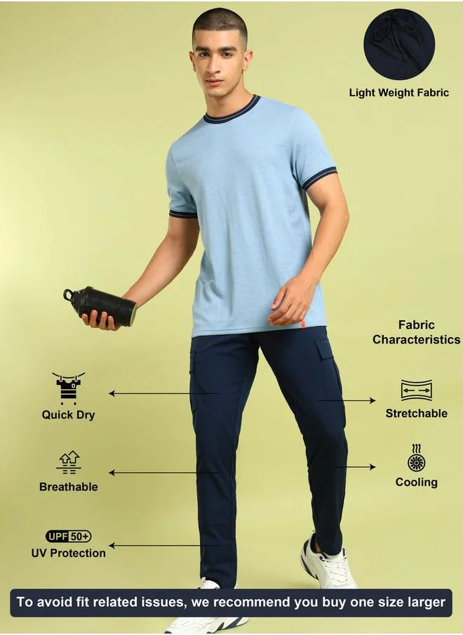 تكنوسبورت Technosport Men Solid Slim Fit Cargo Track Pants with TS FLEXI