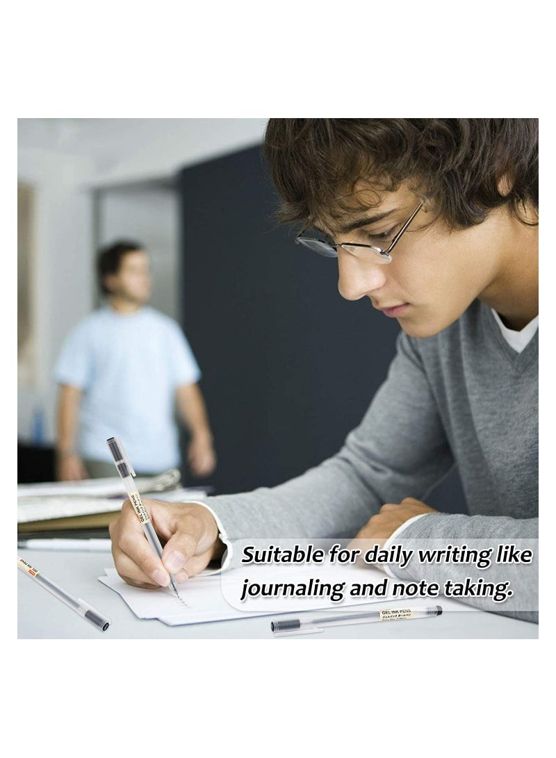 Black Gel Ink Pens 12 Pieces 0.35mm Extra Fine Point Quick-Drying Ballpoint Pens Japanese Style Gel Pens for Writing and Journaling Stationery for Home School and Office Supplies (Matte) - Image 5