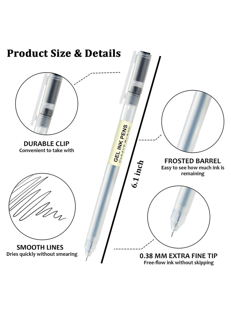 Black Gel Ink Pens 12 Pieces 0.35mm Extra Fine Point Quick-Drying Ballpoint Pens Japanese Style Gel Pens for Writing and Journaling Stationery for Home School and Office Supplies (Matte) - Image 4